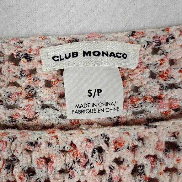 Club Monaco Open Knit Fringe Sleeves Speckled Sweater Size S Cozy Softgirl - Picture 8 of 10